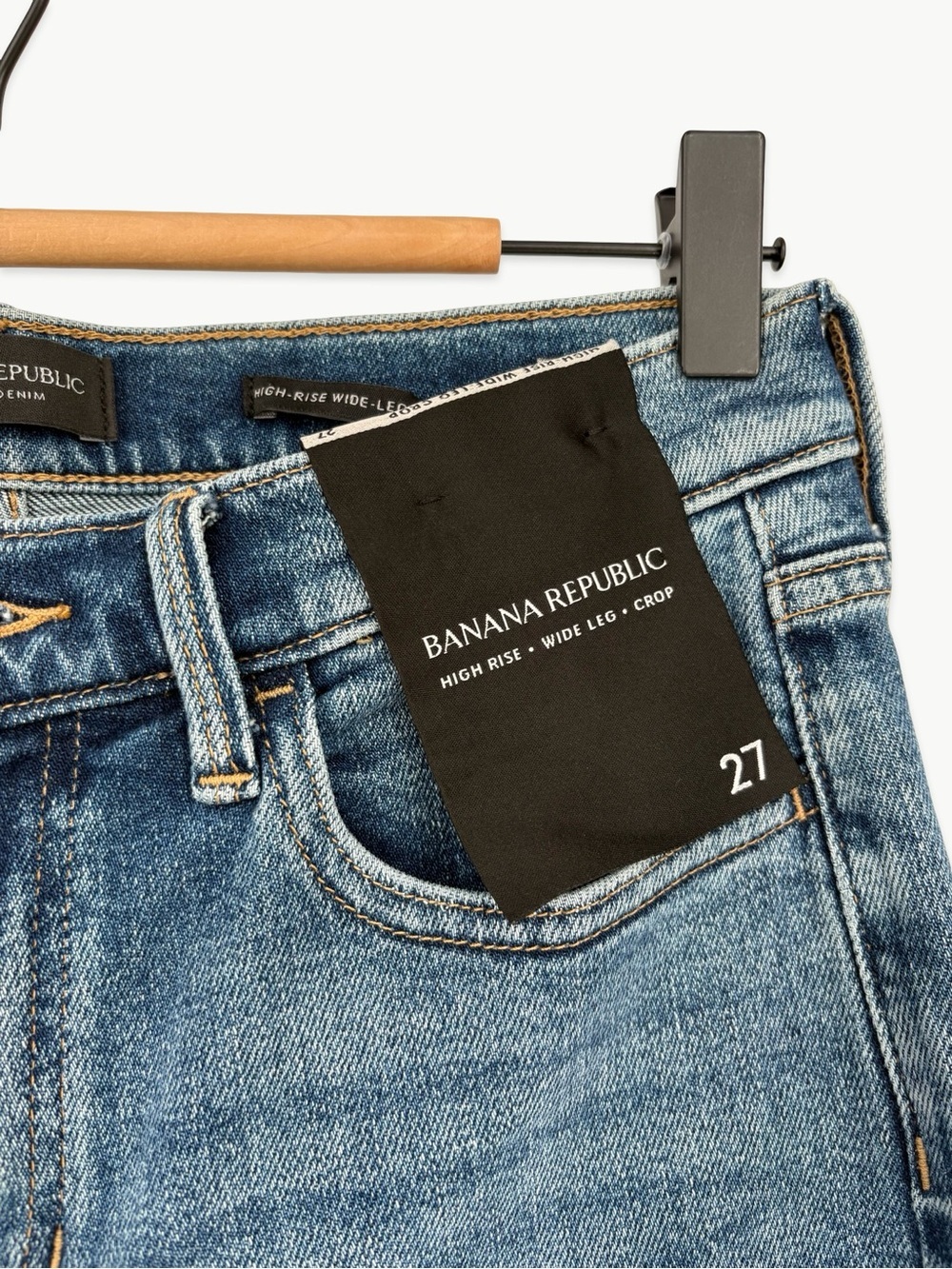 Banana Republic High Rise Wide Leg Crop Jeans 27 Raw Hem NWT Medium Wash - Picture 2 of 12